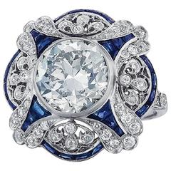 4.63ct Center Diamond Sapphire ring