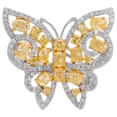 Alexander 2.80ctt Yellow Diamond & Diamond Butterfly Ring 18k Two Tone Gold