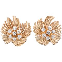 Van Cleef & Arpels Diamond Gold Clip Earrings