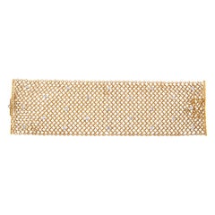 Italian Made 2.40ct Diamond & 18k Yellow Gold Lace Bracelet 