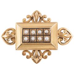 Victorian Pearl Gold Brooch 10