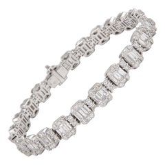 Alexander Bracelet en or blanc 18 carats avec diamants de 7,93 carats sertis en illusion