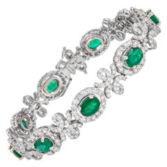 13.22 Carat Emerald & Diamond Bracelet 18k White Gold