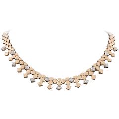 1940s French Gem Set Diamond Platinum Necklace