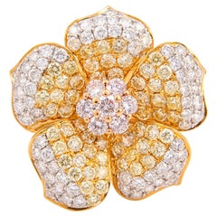 Alexander 3.48ct Pink, Yellow & White Diamond Floral Ring 18k Yellow Gold