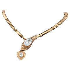 Victorian Aquamarine Gold Serpent Necklace