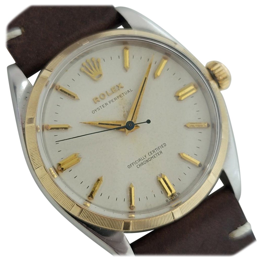 Mens Rolex Oyster Perpetual 6565 14k SS Automatic 1950s Vintage Swiss RJC149 For Sale