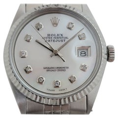 Retro Mens Rolex Oyster Datejust Ref 1601 18k SS Automatic MOP Dial 1970s Swiss RA243