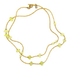 David Yurman, collier long à maillons texturés en or 18 carats avec perles de quartz citron de 44 pouces