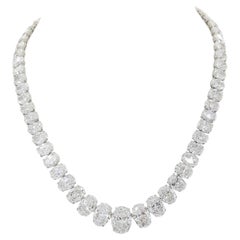 Collier tennis Riviera en diamants taille ovale brillants de 84 carats