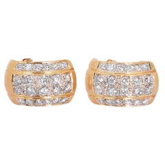 Ravishing 20k Yellow Gold Earrings w/ 1.3 ct Natural Diamonds IGI Certificate