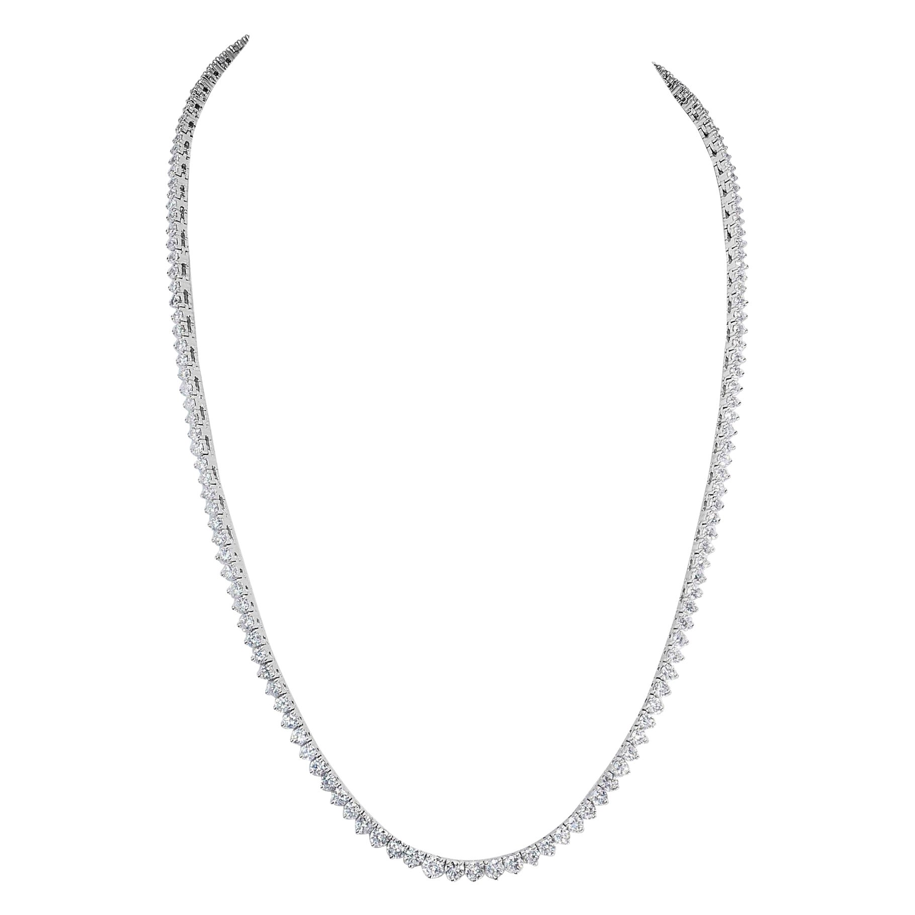 Ravishing 14k White Gold Necklace w/ 8.36 ct Natural Diamonds IGI Certificate For Sale