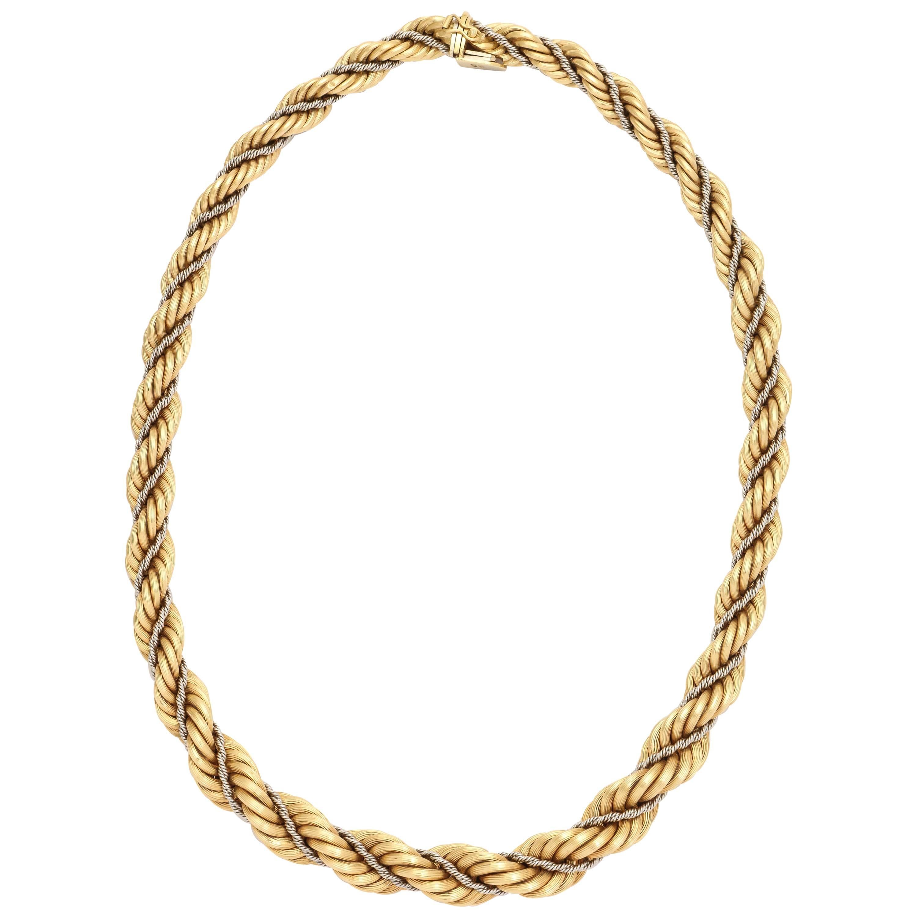 Graduated TwoColor Gold Rope Chain at 1stDibs graduated rope chain
