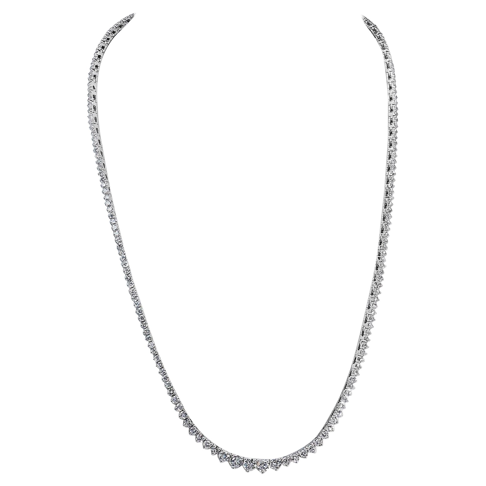 Ravishing 18k White Gold Necklace w/ 5.78 ct Natural Diamonds IGI Certificate For Sale