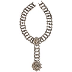 Antique Victorian Roman Revival Silver Filigree Necklace  
