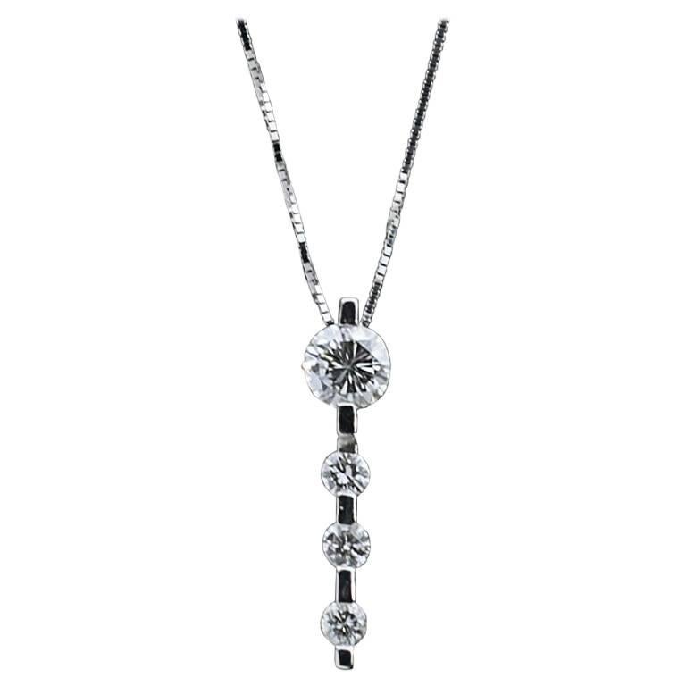 .56 Carat Diamond Gold Vertical Bar Pendant Necklace