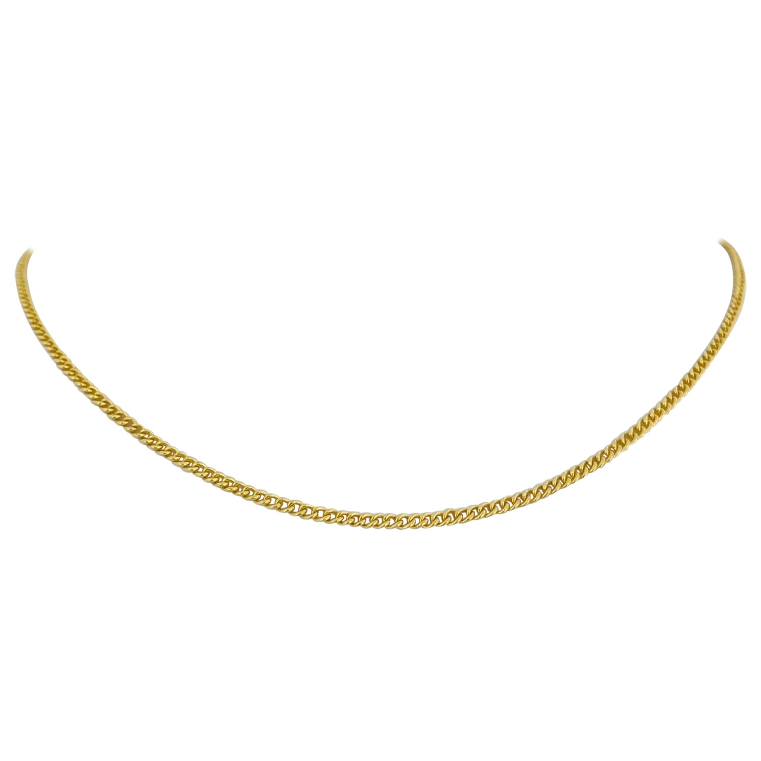24 Karat Pure Yellow Gold Solid Thin Curb Link Chain Necklace 