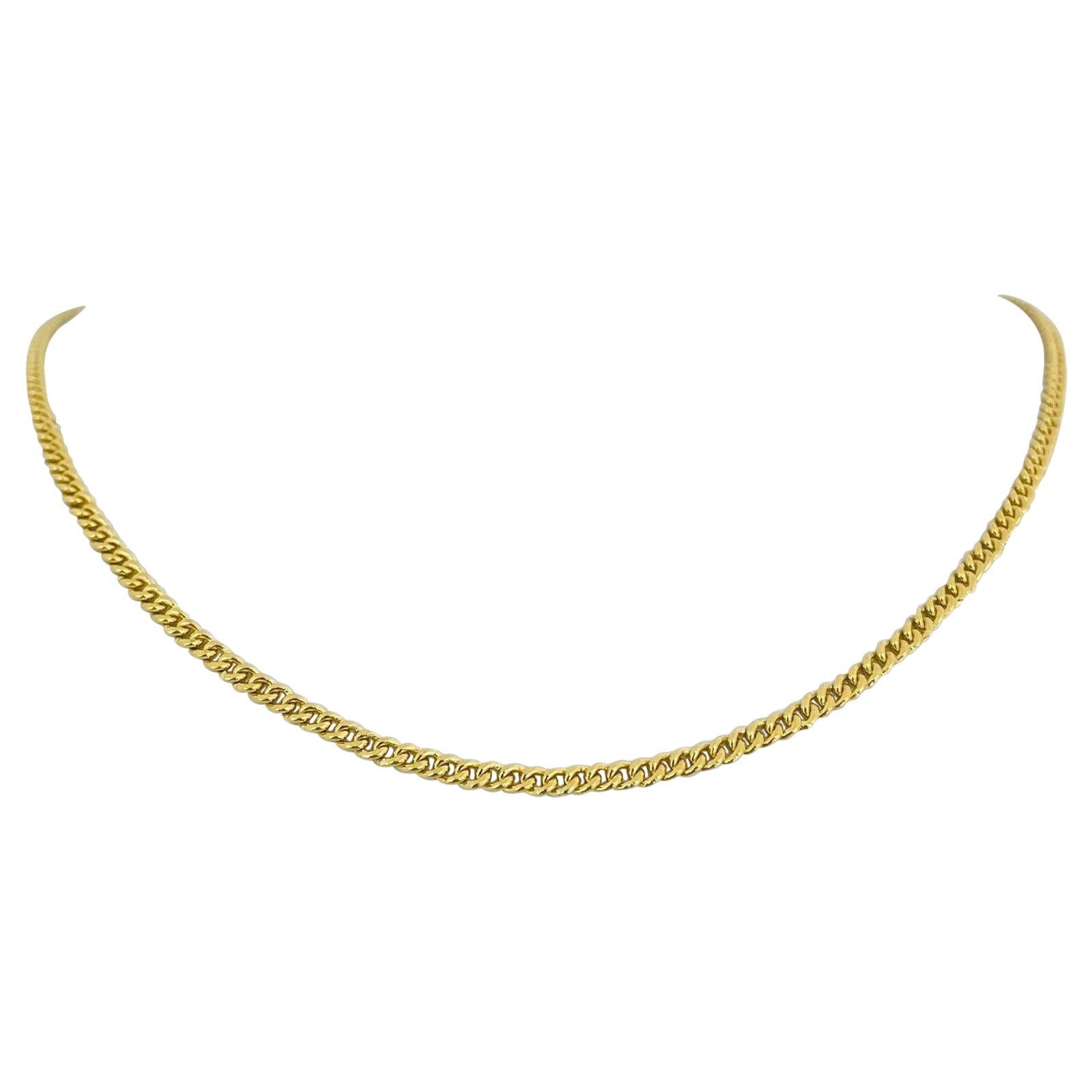 24 Karat Pure Yellow Gold Solid Curb Link Chain Necklace 