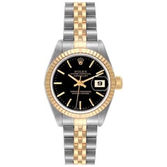 Rolex Datejust Steel Yellow Gold Black Dial Ladies Watch 79173