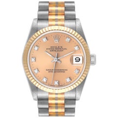 Vintage Rolex President Midsize Tridor White Yellow Rose Gold Diamond Ladies Watch 68279