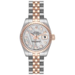 Rolex Datejust Steel Rose Gold Meteorite Diamond Dial Ladies Watch 179171