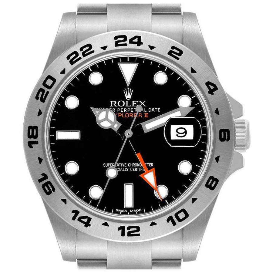 Rolex Explorer II 42 Black Dial Orange Hand Steel Mens Watch 216570