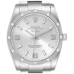 Rolex Air King Silver Dial Arabic Numeral Steel Mens Watch 114210 Box Card