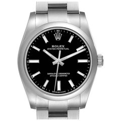 Rolex Oyster Perpetual 34mm Black Dial Steel Mens Watch 124200 Box Card