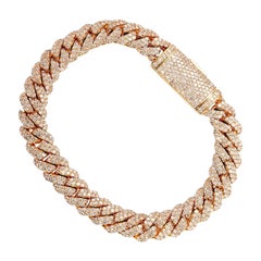 Bracelet à maillons cubains certifié avec diamants ronds et brillants de 8 carats