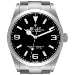 Rolex Explorer I 36mm Black Dial Stainless Steel Mens Watch 124270 Box Card