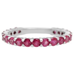 NO RESERVE!  1.20 Carat 3/4 Eternity Ruby Band - 14 kt. White gold - Ring