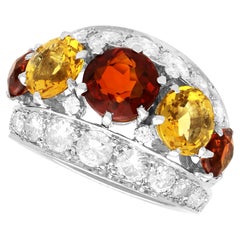 Retro 2.71ct Citrine and 2.10ct Diamond Platinum Dress Ring