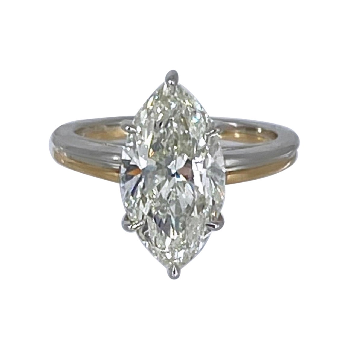 J. Birnbach 3.72 carat Marquise Diamond Solitaire Double Band Engagement Ring  For Sale