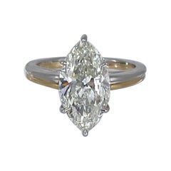 J. Birnbach Bague de fiançailles à double anneau solitaire en diamant marquise de 3,72 carats 
