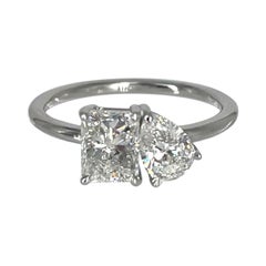 J. Birnbach Toi et Moi Two Stone Diamond Ring with 0.51ct Pear & 0.90ct Radiant