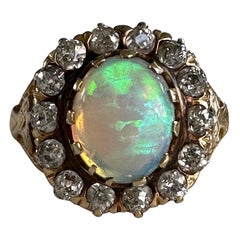 Victorian Opal & Diamond 14K Yellow Rose Gold Ring
