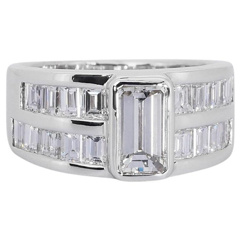 Glamouröser 18K Weißgold Dome Ring mit 1,90 ct natürlichen Diamanten IGI Zertifikat im Angebot