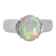 Ravishing 18k White Gold Solitaire Ring w/ 3 ct Opal IGI Certificate
