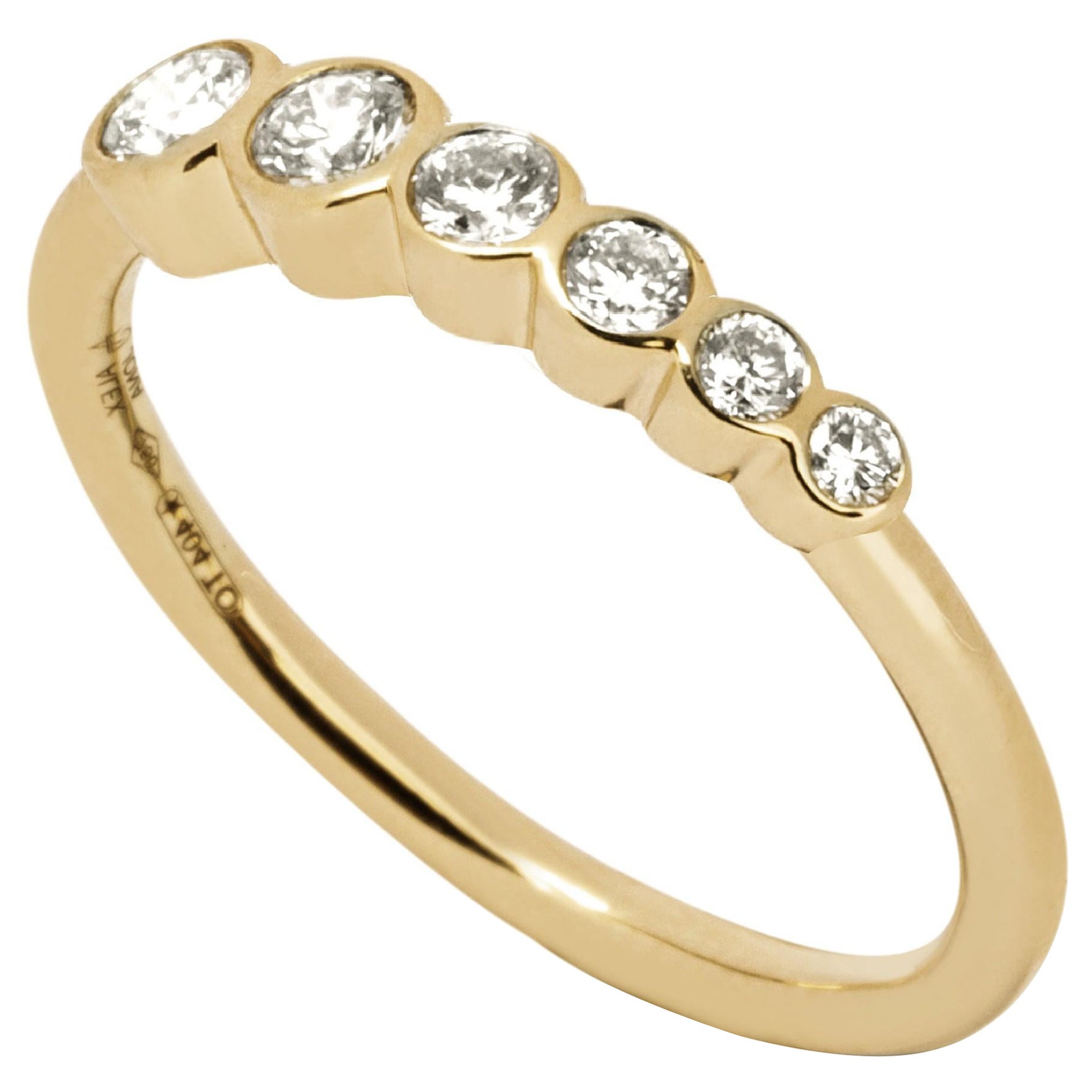 Alex Jona White Diamonds 18 Karat Yellow Gold Ring Band For Sale