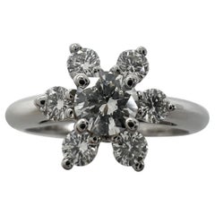 Vintage Tiffany & Co. Round Cut White Diamond Platinum Cluster Flower Ring