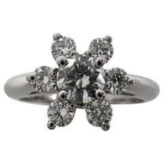 Weinlese Tiffany & Co. Platin-Cluster-Blumenring mit weißem Diamant im Rundschliff