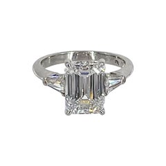 Vintage Cartier 3.60 carat GIA EVVS2 Emerald Cut Engagement Ring with Tapered Baguettes
