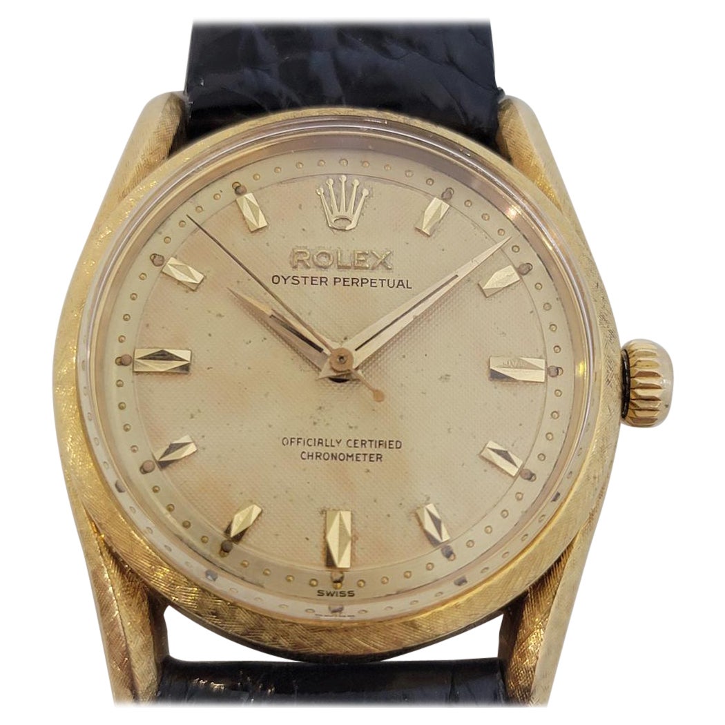 Mens Rolex Oyster Perpetual 6550 33mm 18k Solid Gold 1960s Automatic RJC203 For Sale