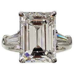 GIA Certified 5.15 Carat Emerald Cut  Diamond Ring 