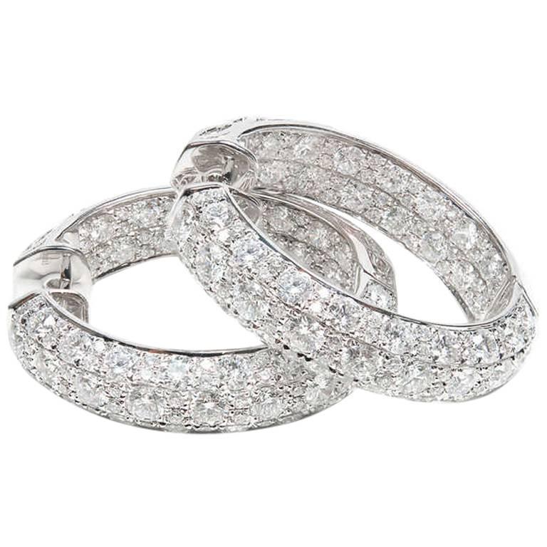 Ltj Diamond White Gold Hoop Earrings For At 1stdibs Ltj Diamond White Gold Hoop Earrings For