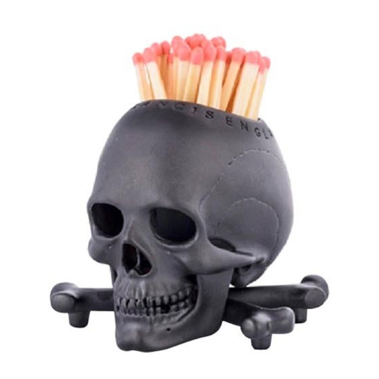Deakin & Francis Black Skull and Cross Bones Vesta/Candleholder