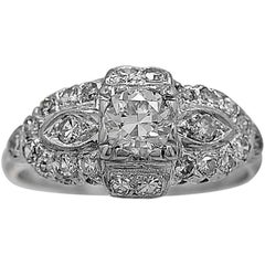 Art Deco .50 Carat Diamond Gold Engagement Ring