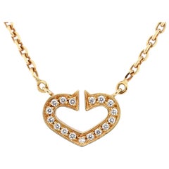 Cartier C Heart de Cartier Pendant Necklace 18K Yellow Gold with Pave Diamonds