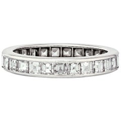 Antique Platinum 4.00cttw Carre Cut Channel Set Diamond Eternity Ring