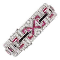 Bracelet Art déco avec diamants 9,19 carats et rubis 6,69 carats 